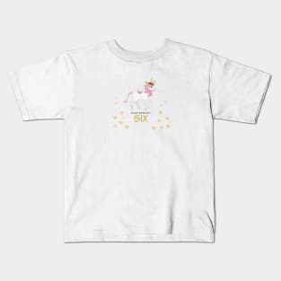 Sixth birthday. Six. Unicorn Birthday invitation. Party invitation greeting card Kids T-Shirt